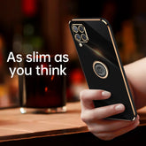 XINLI Straight Edge 6D Electroplate TPU Phone Case with Ring Holder